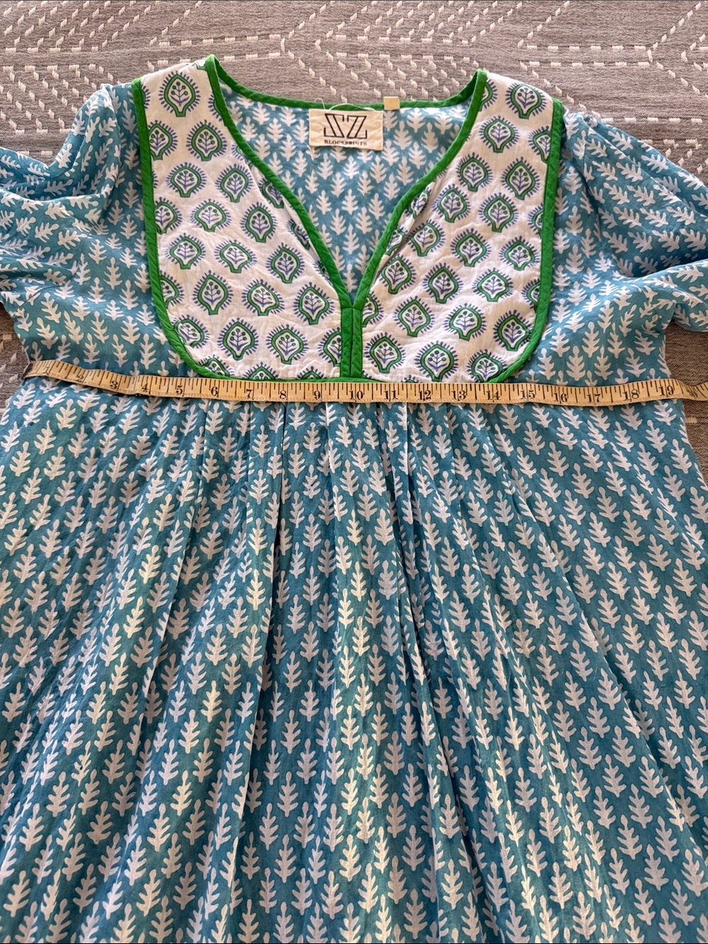SZ Blockprints Jaipur Dress in Cornflower Blue - Patti print, size M - Picture 4 of 8